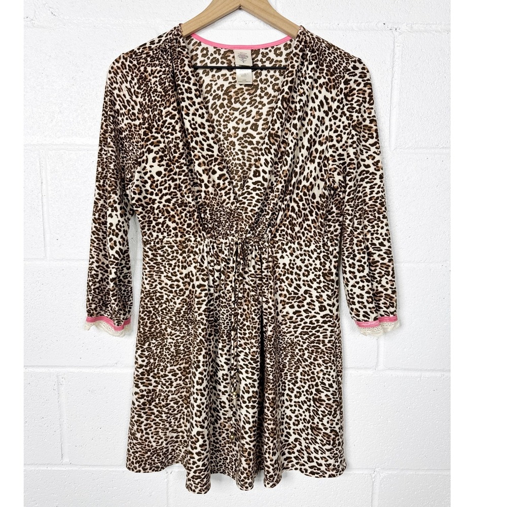 In Bloom by Jonquil Babydoll Top Leopard Print Size‎ Large Loungewear Mini Dress